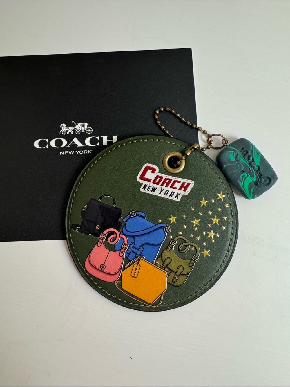 Coach Customized Coaster green keychain hangtag- vintage bags and rexy 10th birt